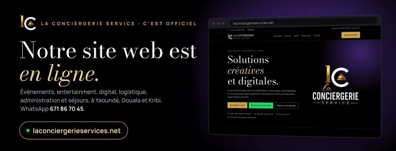 Le site laconciergerieservices.net affiché sur un écran